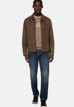 Blouson Aviateur En Daim Véritable