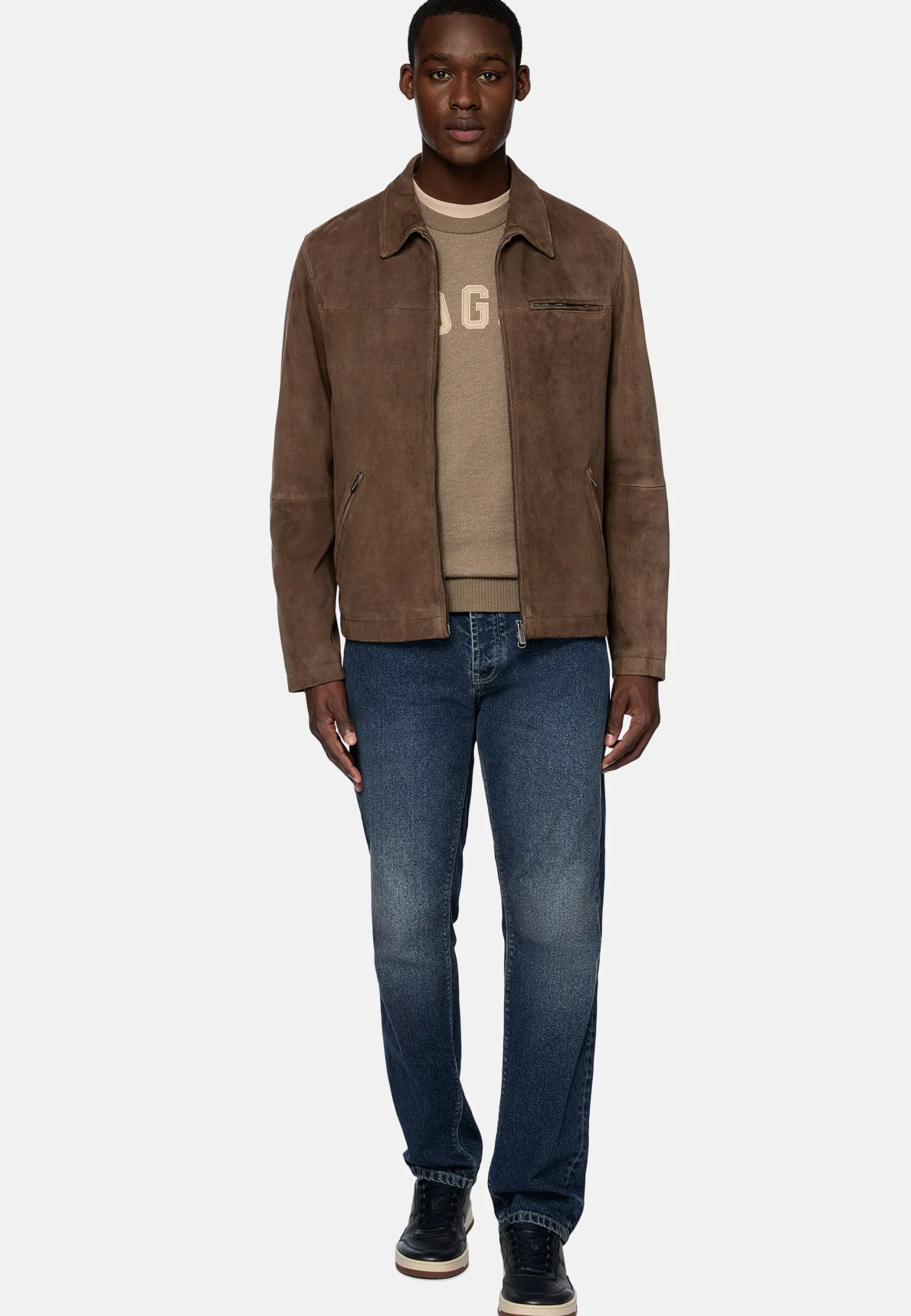 Blouson Aviateur En Daim Véritable