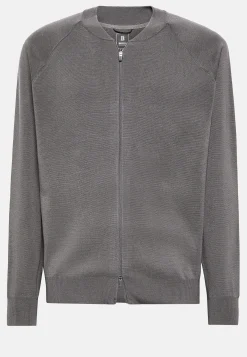 Bomber Tech Gris Foncé En Maille De Laine Mérinos