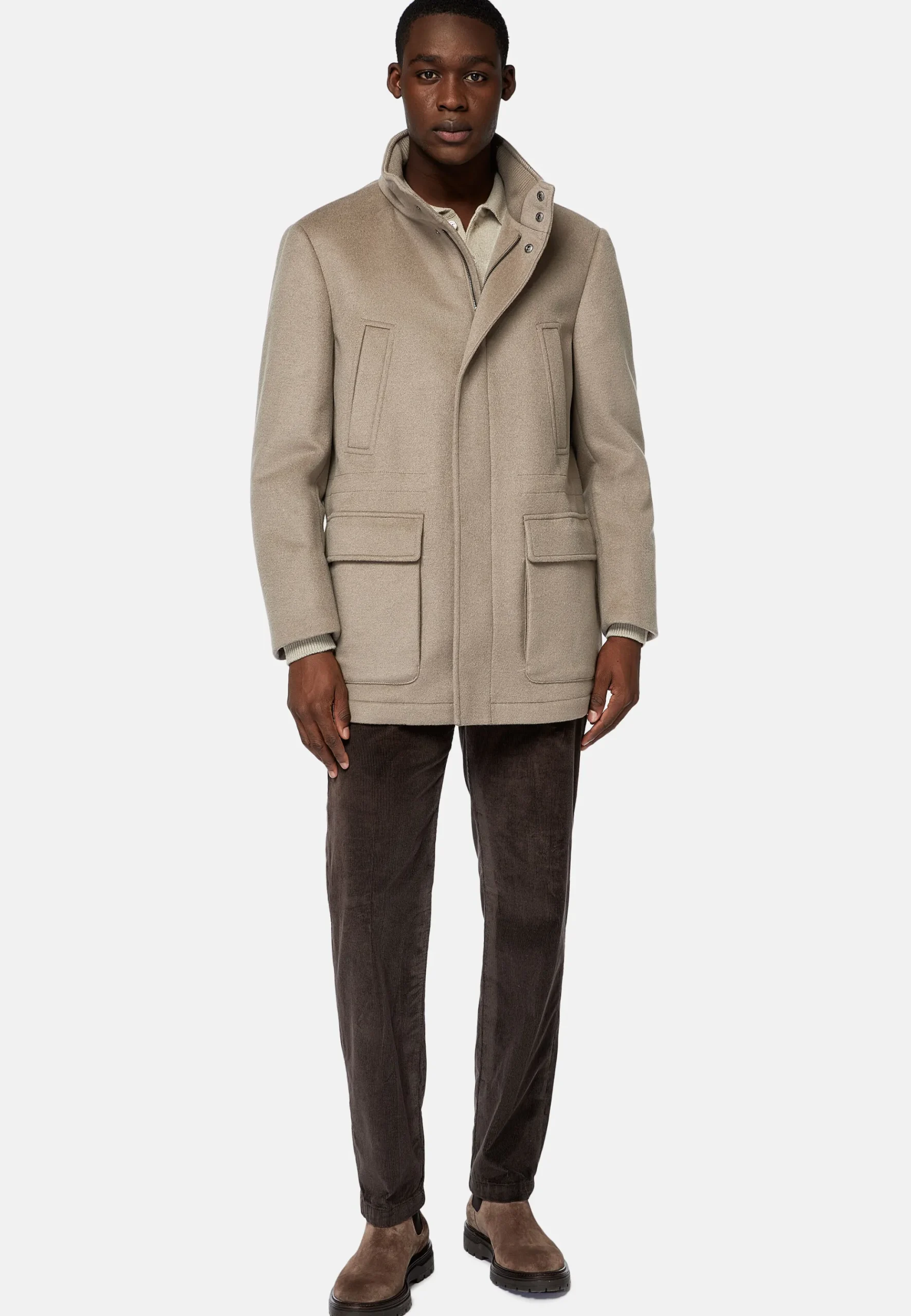 Car Coat Rembourré En Laine Et Cachemire