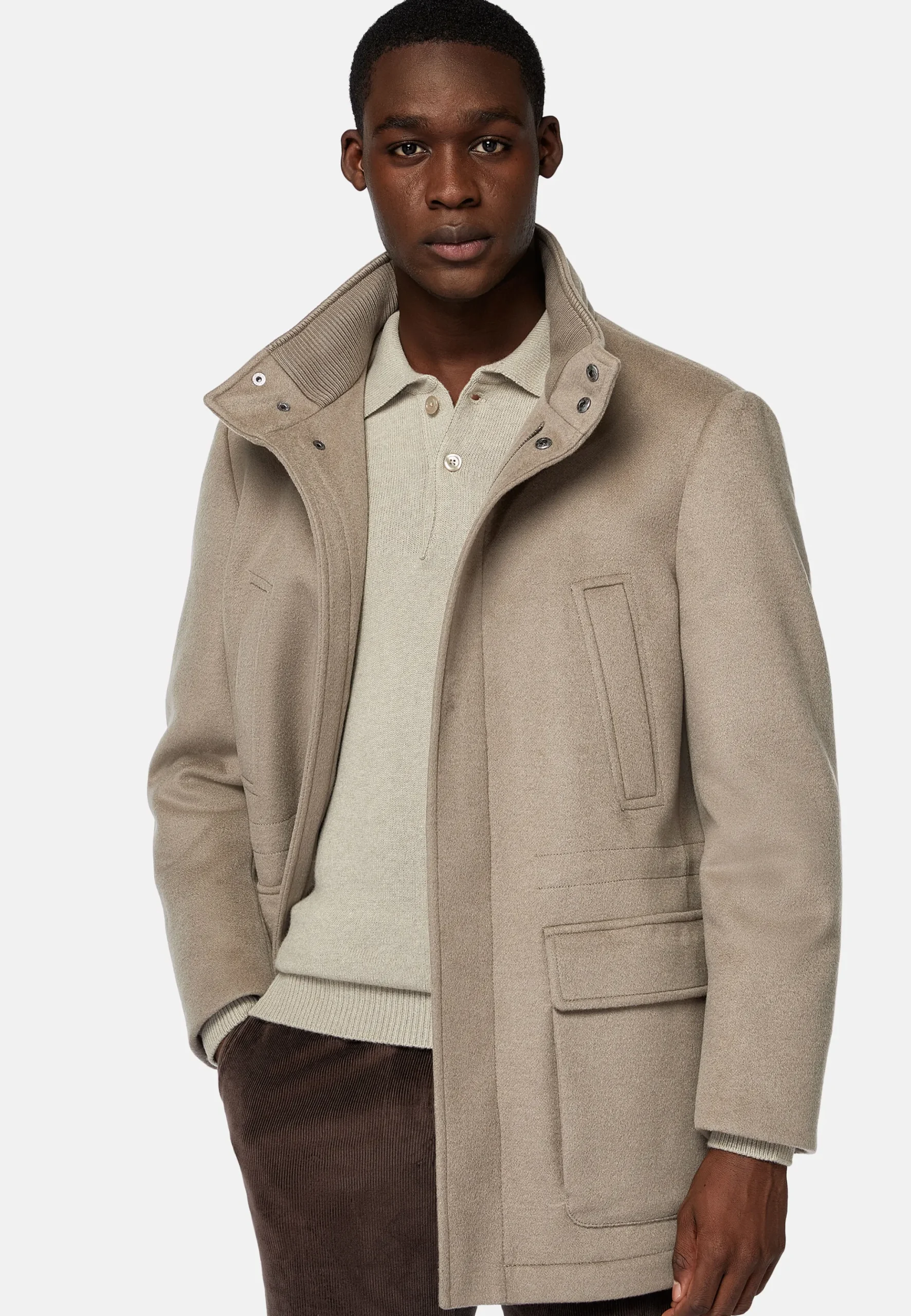 Car Coat Rembourré En Laine Et Cachemire
