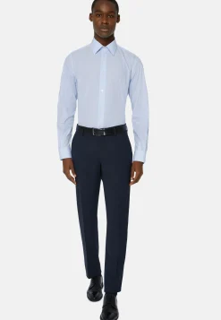 Chemise À Rayures Bleu Clair En Coton Regular Fit