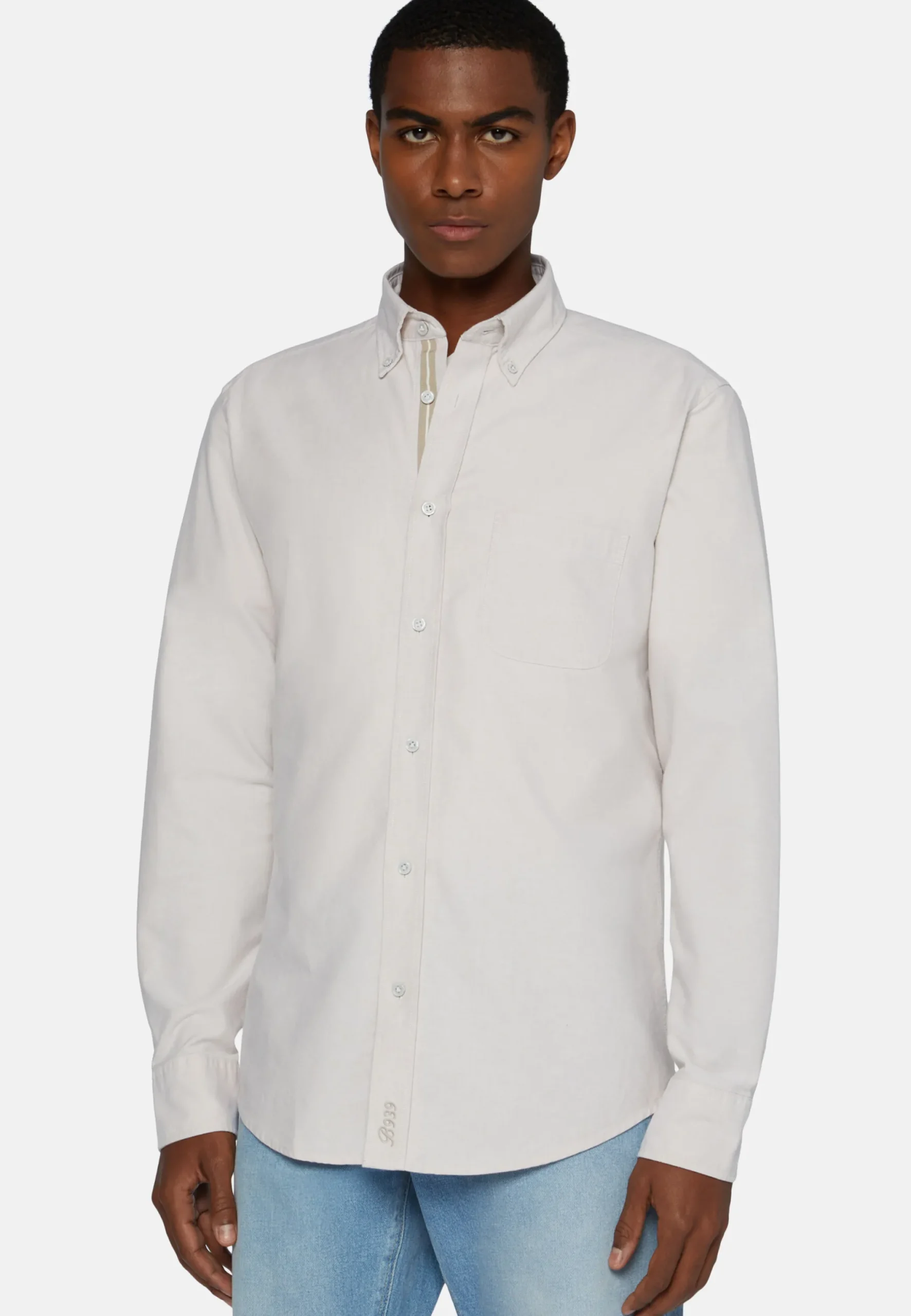 Chemise Beige En Coton Oxford Bio Coupe Droite