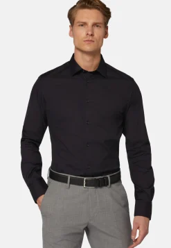 Chemise Bleu Marine En Coton Extensible Slim Fit