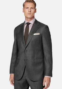 Costume Anthracite À Fines Rayures En Pure Laine