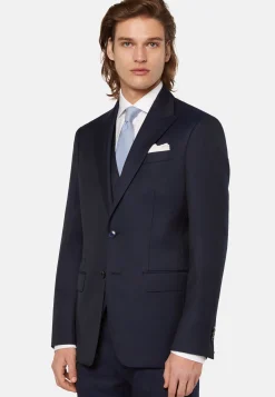 Costume Bleu Marine À Micromotif En Pure Laine