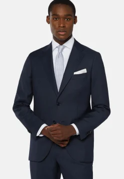 Costume Bleu Marine À Micromotif En Pure Laine