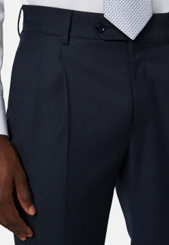 Costume Bleu Marine À Micromotif En Pure Laine