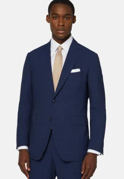 Costume Bleu Marine Prince-De-Galles En Laine Super 130