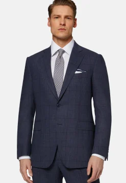 Costume Bleu Prince-De-Galles En Pure Laine