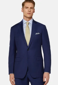 Costume Bleu Roi À Fines Rayures En Pure Laine Super 130