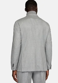 Costume Croisé Gris Clair En Pure Laine