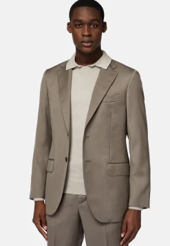 Costume Gris Tourterelle À Chevrons En Pure Laine