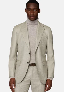 Costume Gris Tourterelle À Chevrons En Pure Laine