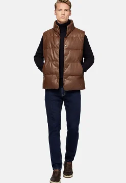 Gilet En Cuir Véritable Rembourré En Plume