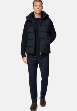 Gilet En Flanelle Rembourré De Plumes À Capuche