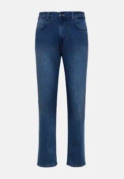 Jean En Denim Extensible Bleu À Délavage Moyen