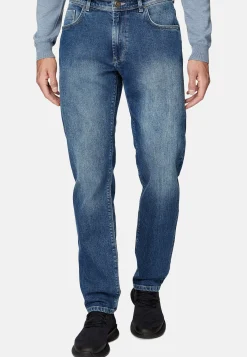 Jean En Denim Extensible Bleu À Délavage Moyen