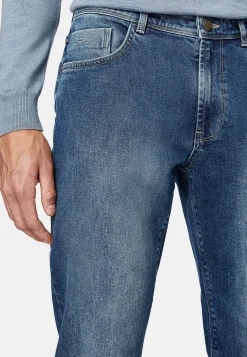 Jean En Denim Extensible Bleu À Délavage Moyen