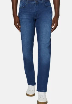 Jean En Denim Extensible Bleu À Délavage Moyen