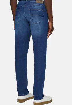 Jean En Denim Extensible Bleu À Délavage Moyen