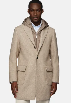Manteau Avec Capuche En Laine Mélangée