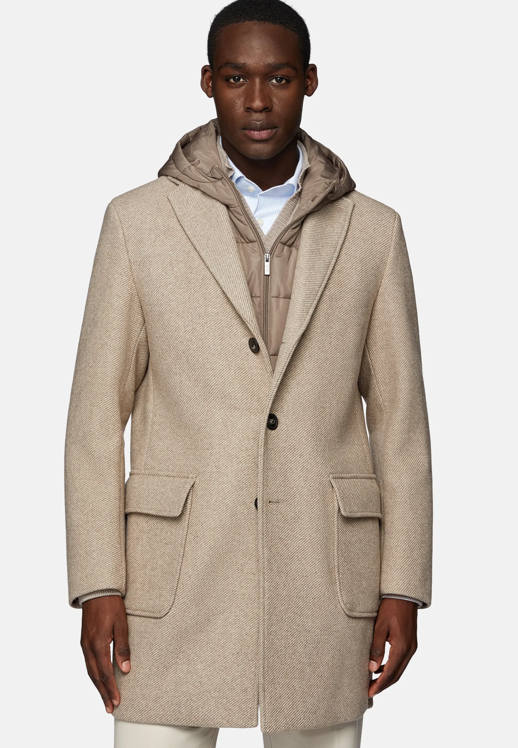 Manteau Avec Capuche En Laine Mélangée