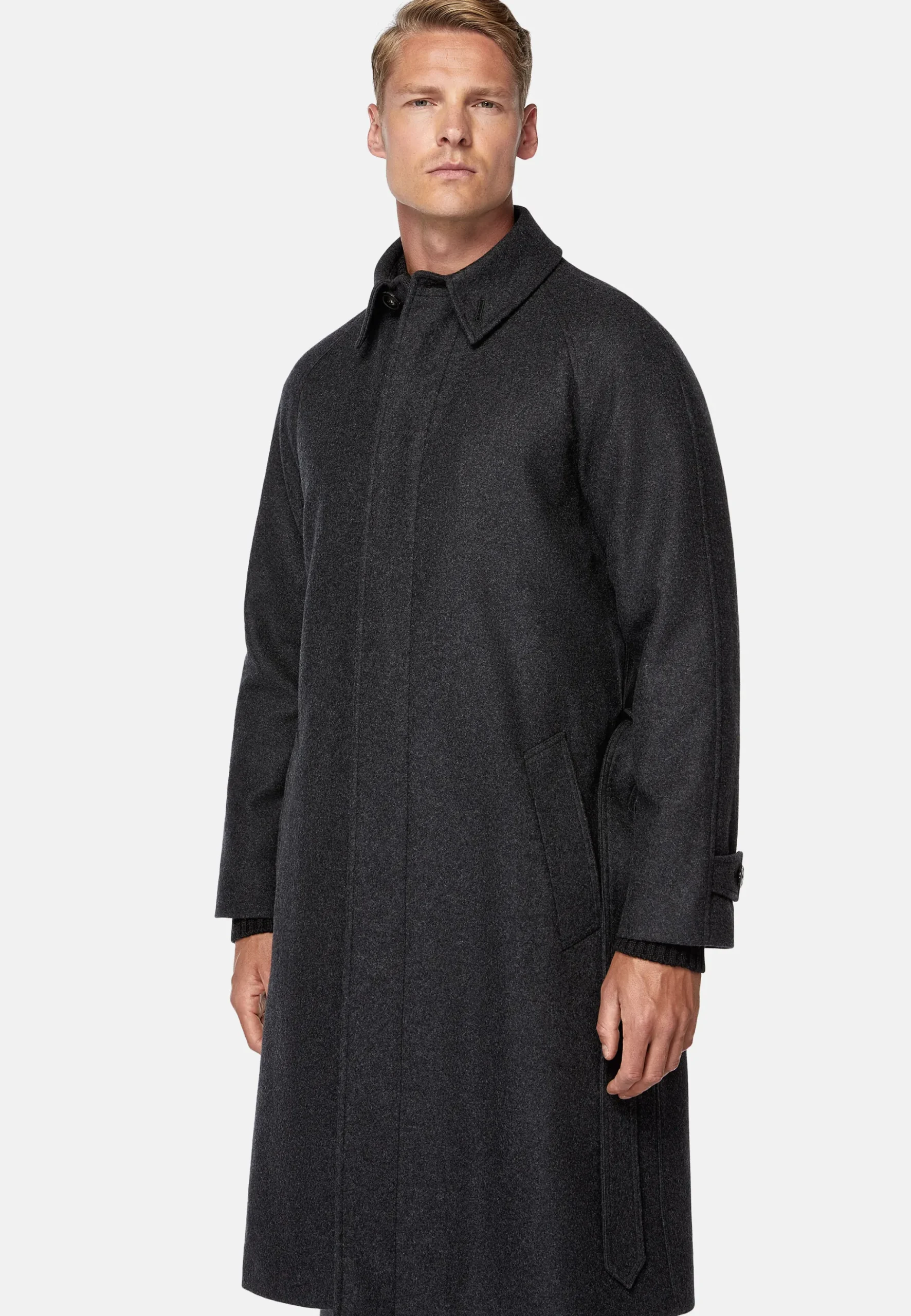 Manteau En Laine À Simple Boutonnage