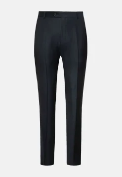Pantalon Bleu Marine En Laine Super 130 Regular Fit