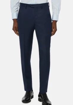 Pantalon Oeil-de-perdrix En Laine Coupe Droite