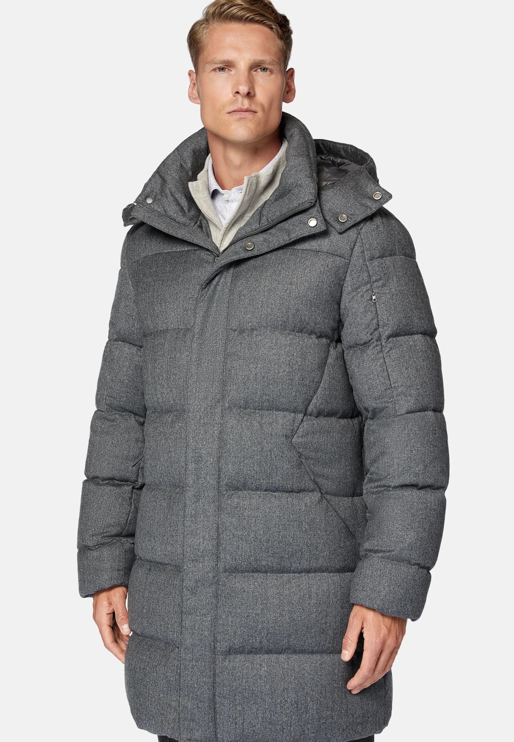 Parka En Flanelle Rembourrée En Plume D'Oie