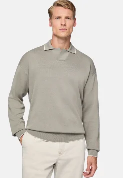 Polo Taupe En Maille De Coton Bio Et Nylon
