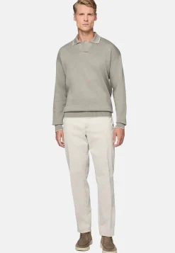 Polo Taupe En Maille De Coton Bio Et Nylon