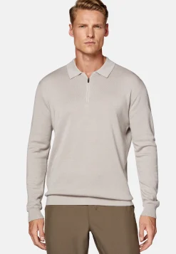 Polo Tech Sable En Maille De Laine Mérinos