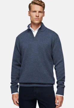 Pull à Col Cheminée Avec Points En Laine Mérinos