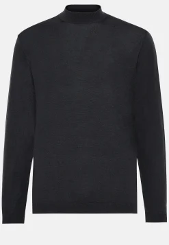 Pull À Col Montant Anthracite En Laine Mérinos Superfine