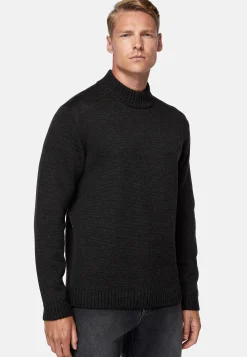 Pull Col Montant Anthracite En Laine Mérinos