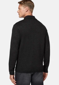 Pull Col Montant Anthracite En Laine Mérinos
