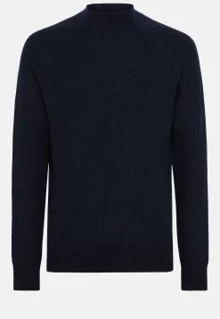Pull Col Montant Bleu Marine En Laine Mérinos