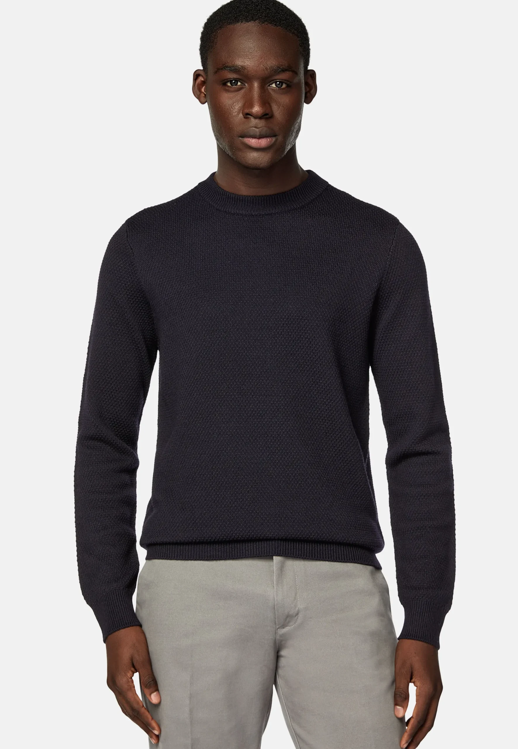 Pull Col Rond Avec Points En Laine Mérinos