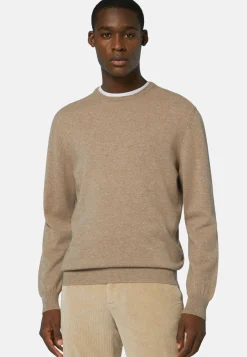 Pull Col Rond En Cachemire Noisette