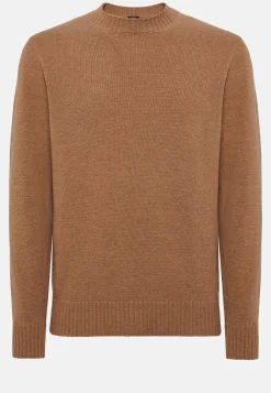 Pull Col Rond Noisette En Laine Mélangée