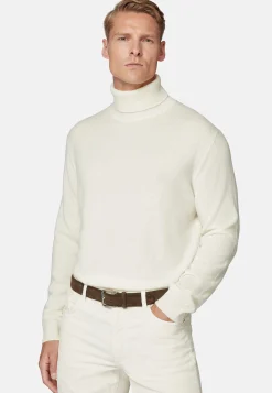 Pull Col Roulé Blanc En Cachemire