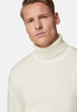 Pull Col Roulé Blanc En Cachemire