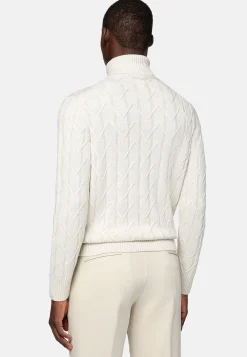 Pull Col Roulé Blanc En Laine Mérinos