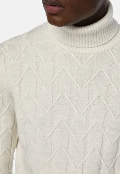 Pull Col Roulé Blanc En Laine Mérinos