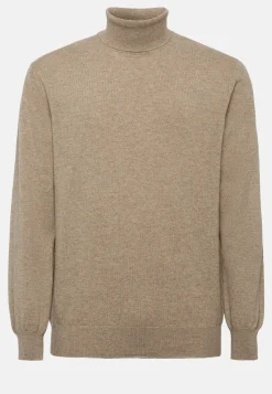 Pull Col Roulé Noisette En Cachemire
