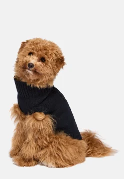 Pull Col Roulé Pour Chien En Pure Laine Mérinos Bleu Marine