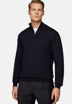 Pull Demi Zip En Laine Mérinos
