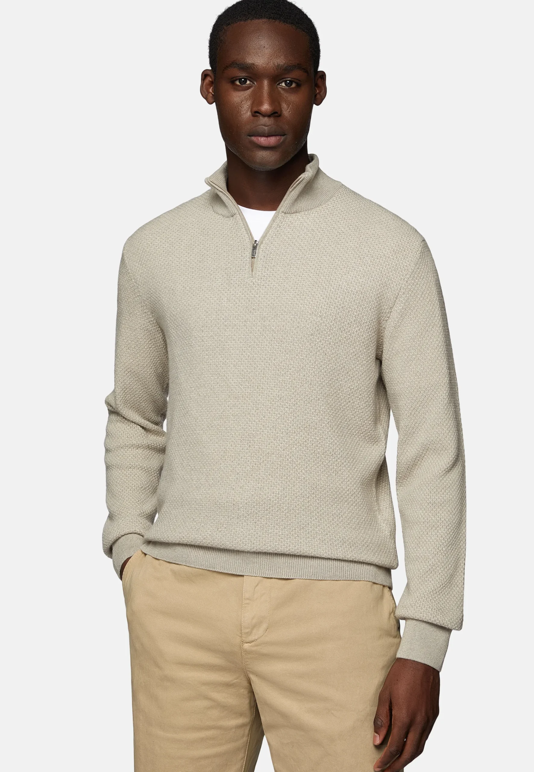 Pull Demi Zip En Mélange De Cachemire